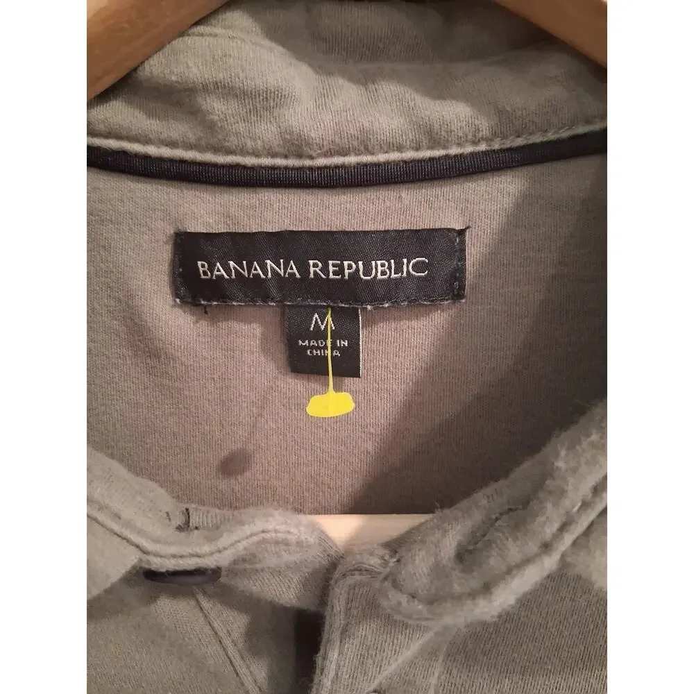 Banana Republic Men's Size M Polo Shirt Faded Olive Green Casual Short Sleeve